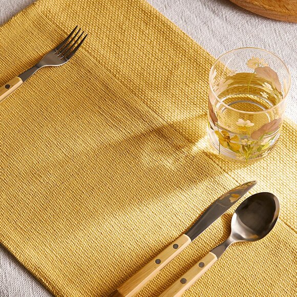 NWT SIMONS Yellow Recycled Cotton Placemat set of 2 - Picture 1 of 5